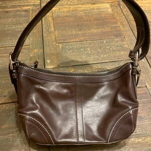 Coach SoHo 9154 dark brown Leather Mini Handbag with COA silver hardware EUC